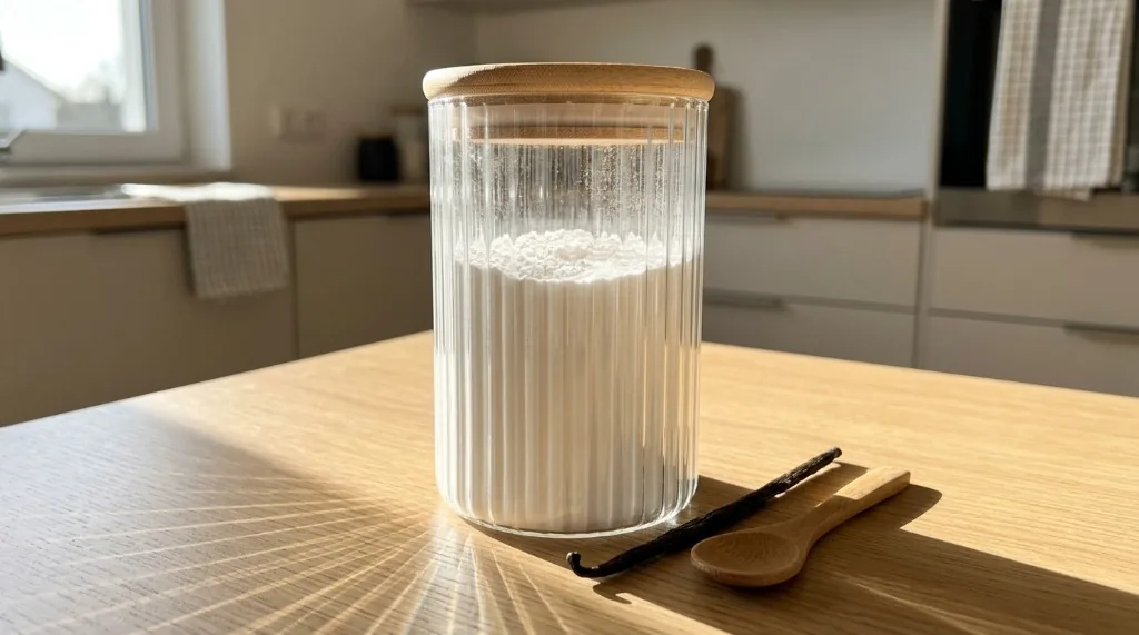 Gerilltes Vorratsglas mit Bambusdeckel luftdicht für Puderzucker und Kaffeebar